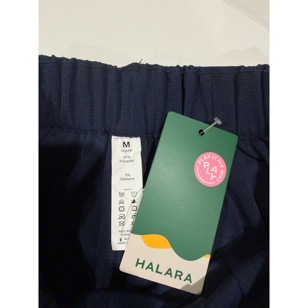 NWT Halara Navy Blue Stretch Waist Wide Leg Waffle Knit Trousers Pants Size M - Picture 4 of 5
